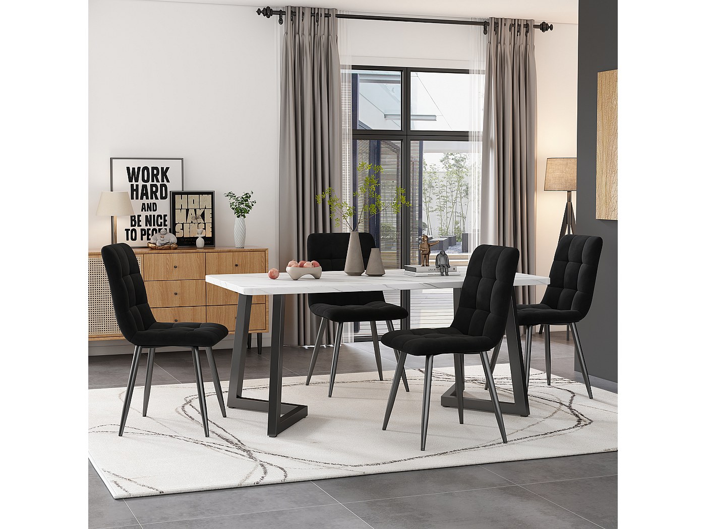 Industriële Eettafel 140 x 80 cm met Zwart Metalen Frame en Houten Blad