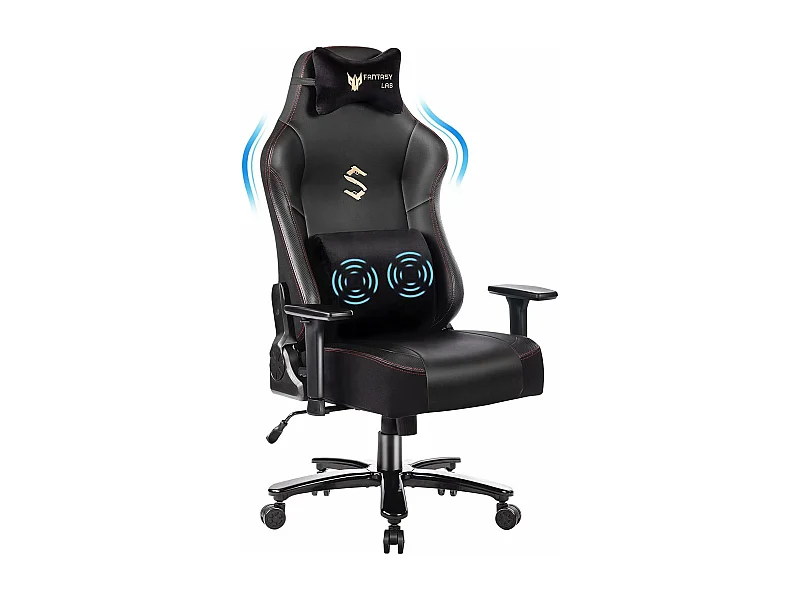 Gaming stoel met massagefunctie Racing gamer stoel met massage lendensteun Gaming fauteuil 180KG draagvermogen 55 * 52cm groot kussen Verstelbare armleuning 3D