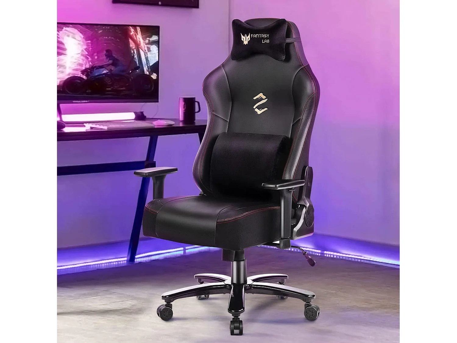 Gaming stoel met massagefunctie Racing gamer stoel met massage lendensteun Gaming fauteuil 180KG draagvermogen 55 * 52cm groot kussen Verstelbare armleuning 3D