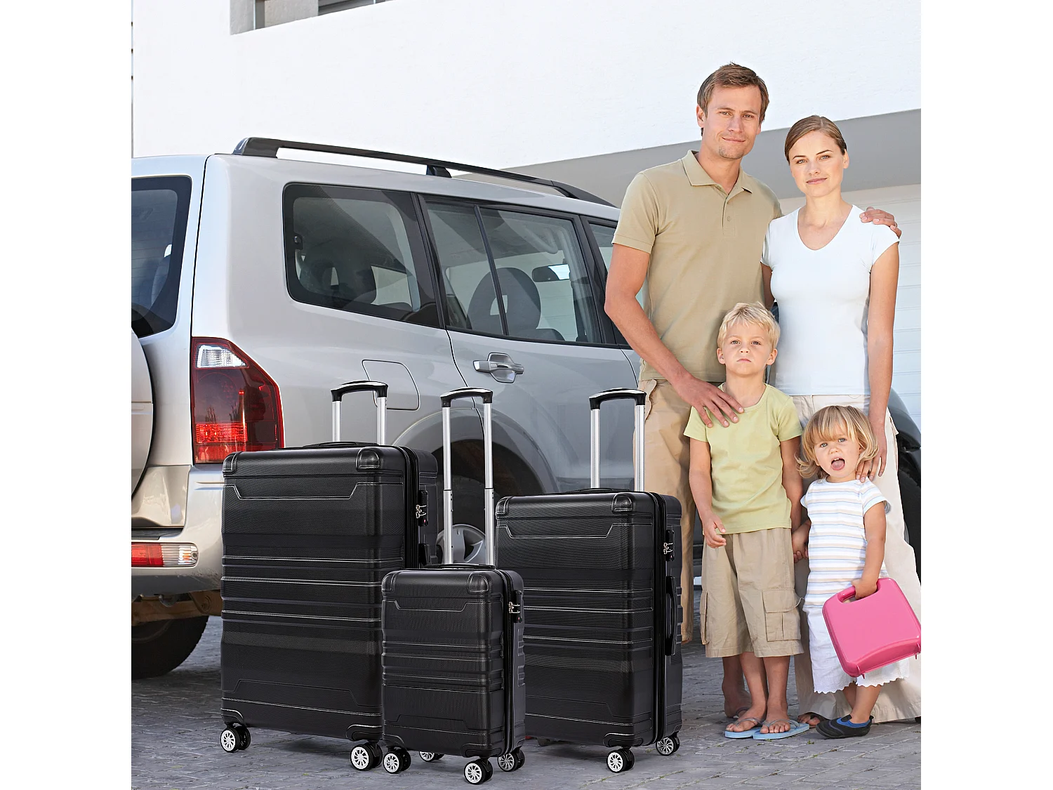 Bagagem de mão rígida, mala com cadeado TSA e rodas universais, expansível, pega lateral, conjunto de 3 peças