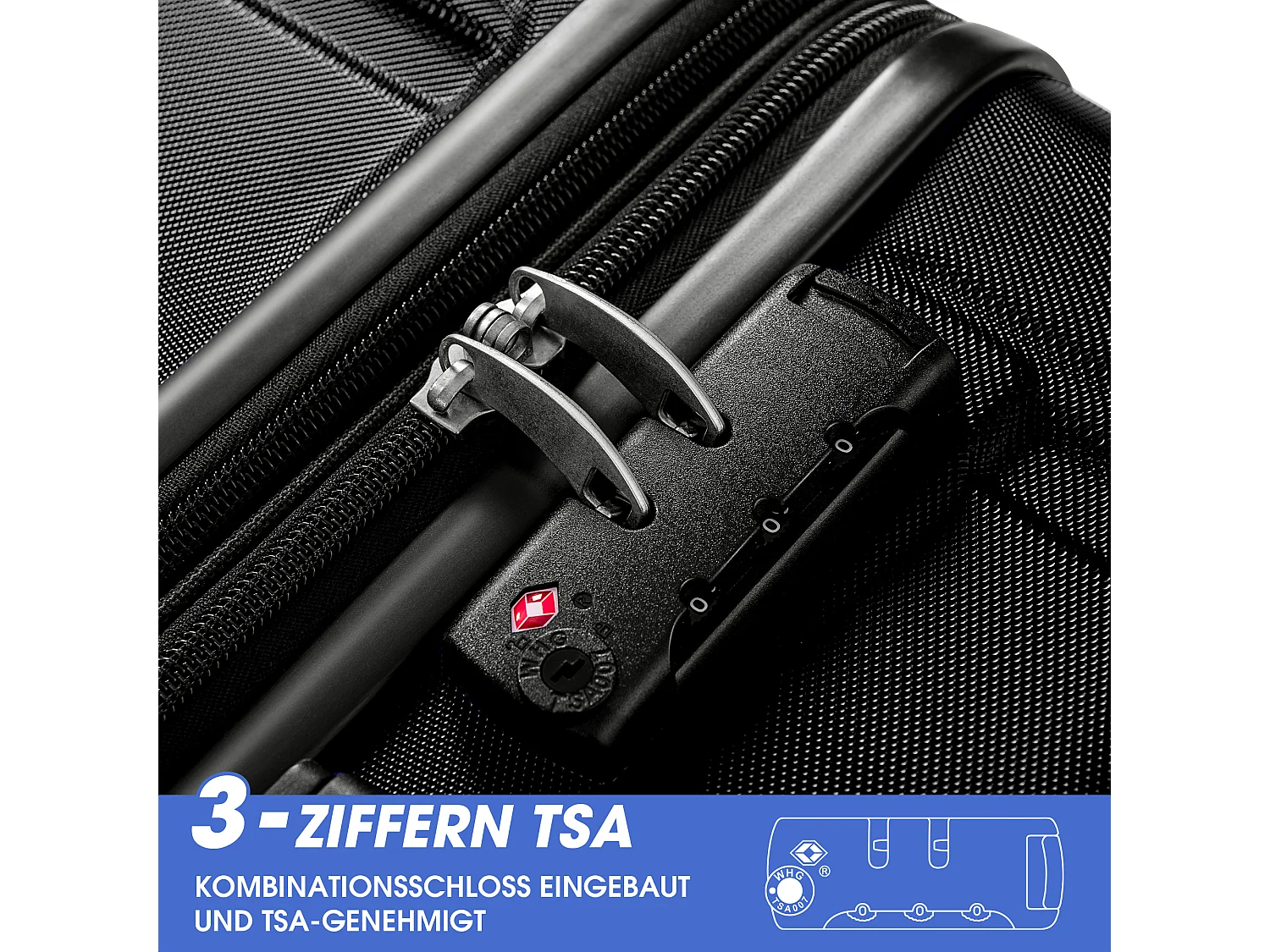 Bagagem de mão rígida, mala com cadeado TSA e rodas universais, expansível, pega lateral, conjunto de 3 peças