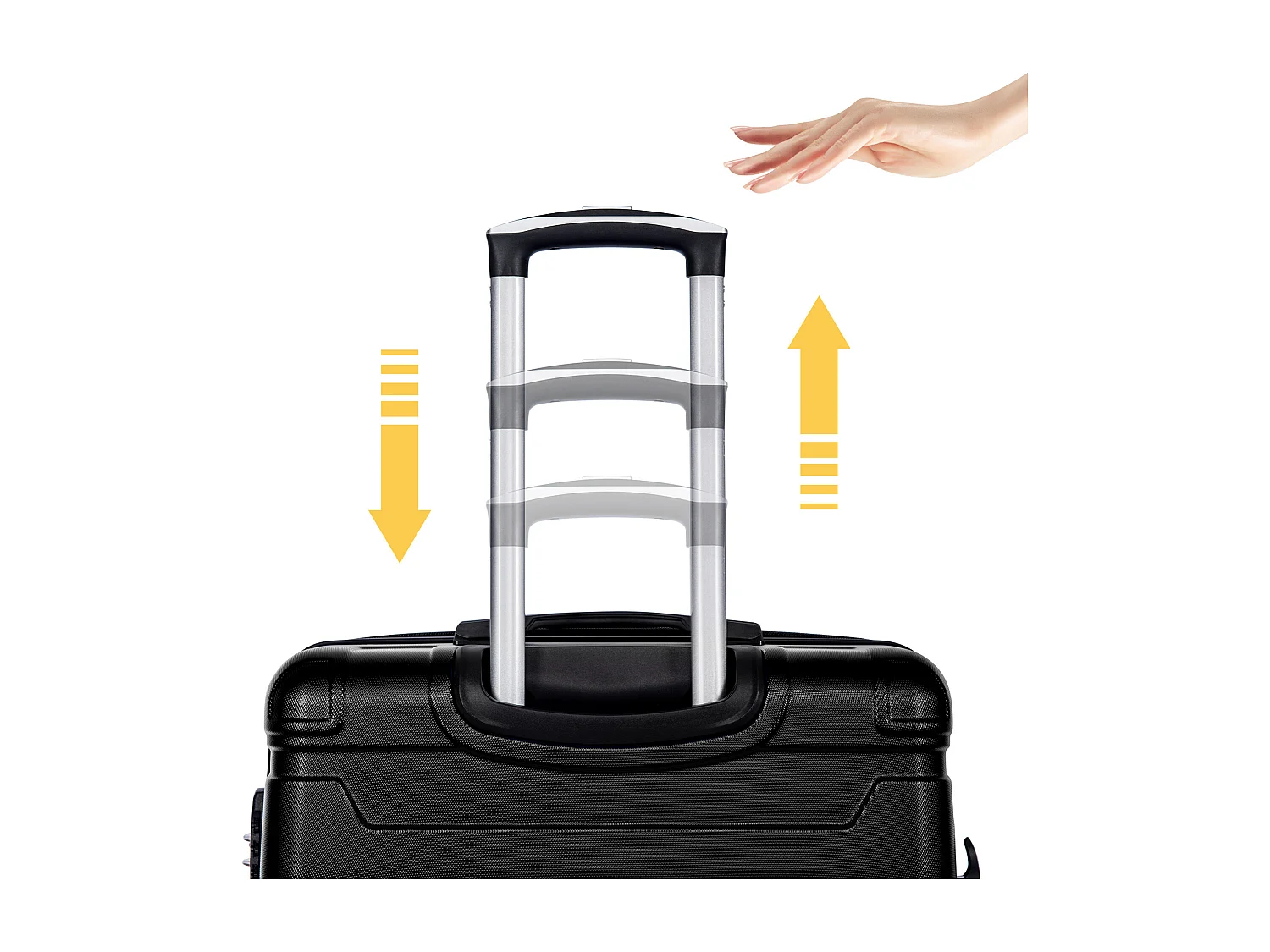 Bagagem de mão rígida, mala com cadeado TSA e rodas universais, expansível, pega lateral, conjunto de 3 peças