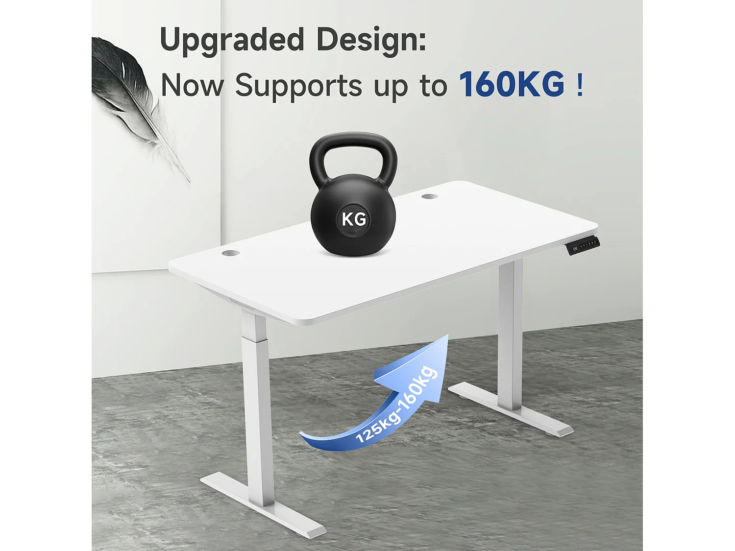 Mesa de pé ajustável em altura para escritório em casa, motores duplos, mesa de computador elétrica de pé de 58 x 180 cm com 4 preferências de memória