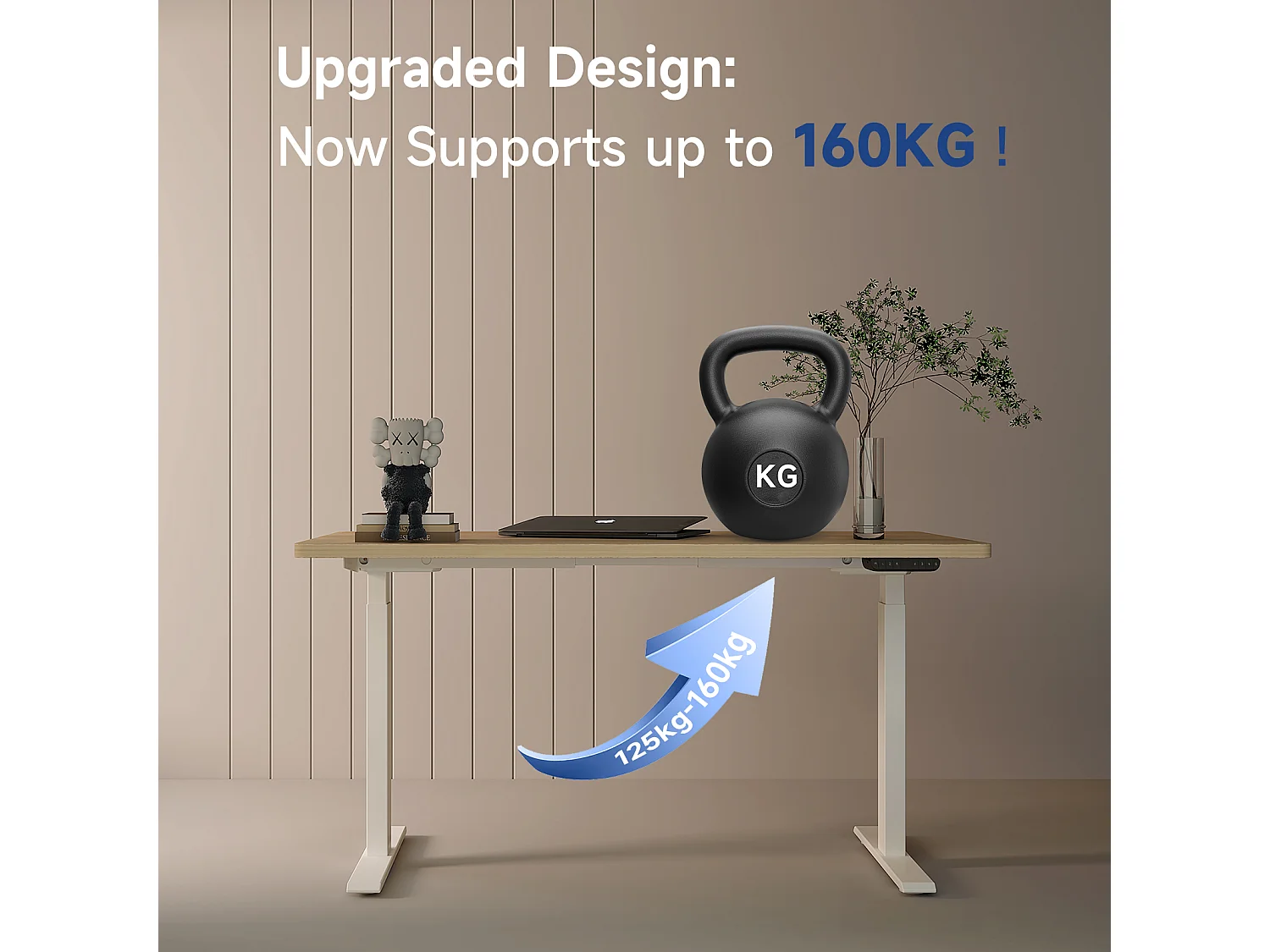 Mesa de pé ajustável em altura para escritório em casa, motores duplos, mesa de computador elétrica de pé de 58 x 180 cm com 4 preferências de memória, portas USB