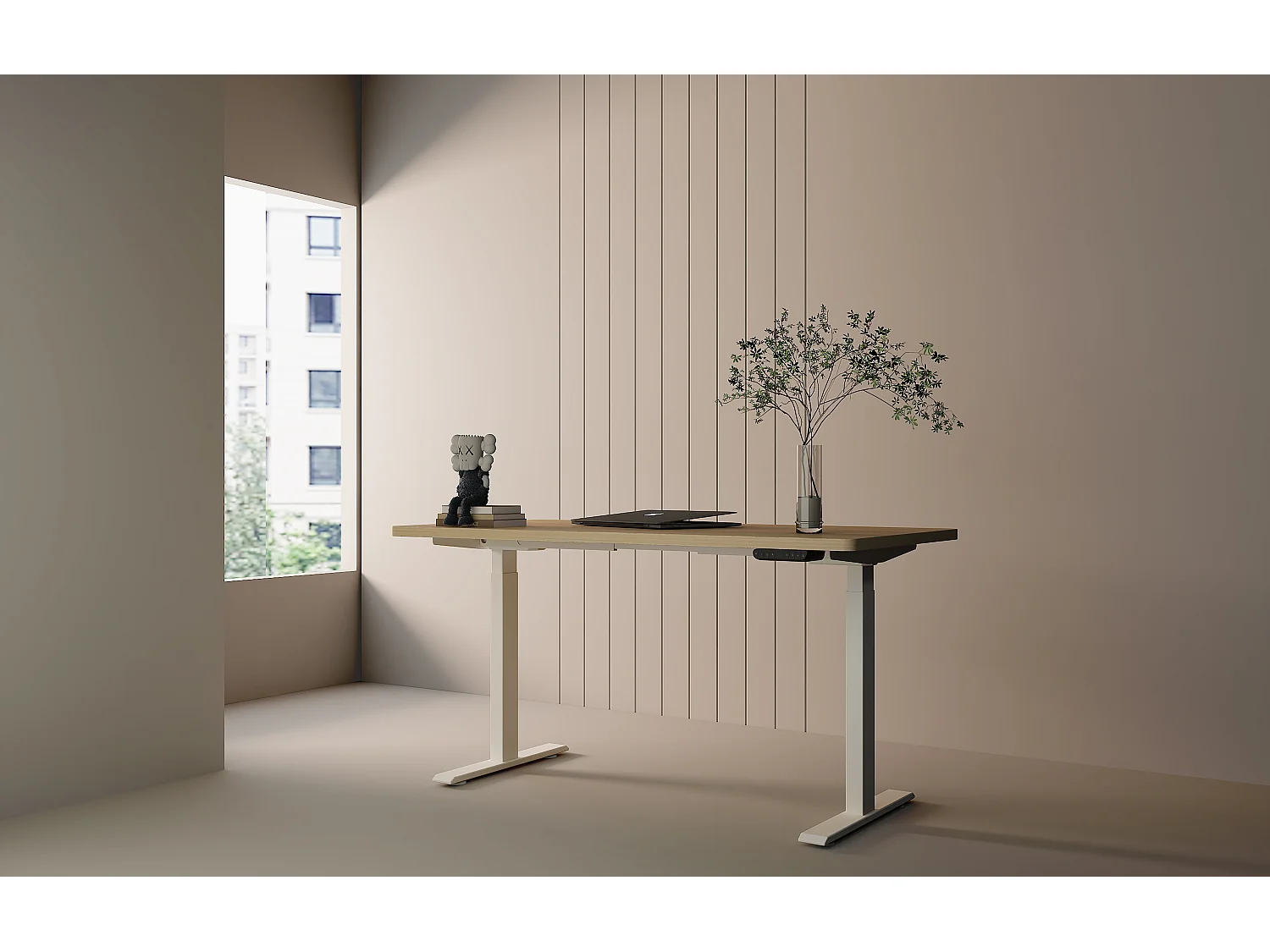 Mesa de pé ajustável em altura para escritório em casa, motores duplos, mesa de computador elétrica de pé de 58 x 180 cm com 4 preferências de memória, portas USB