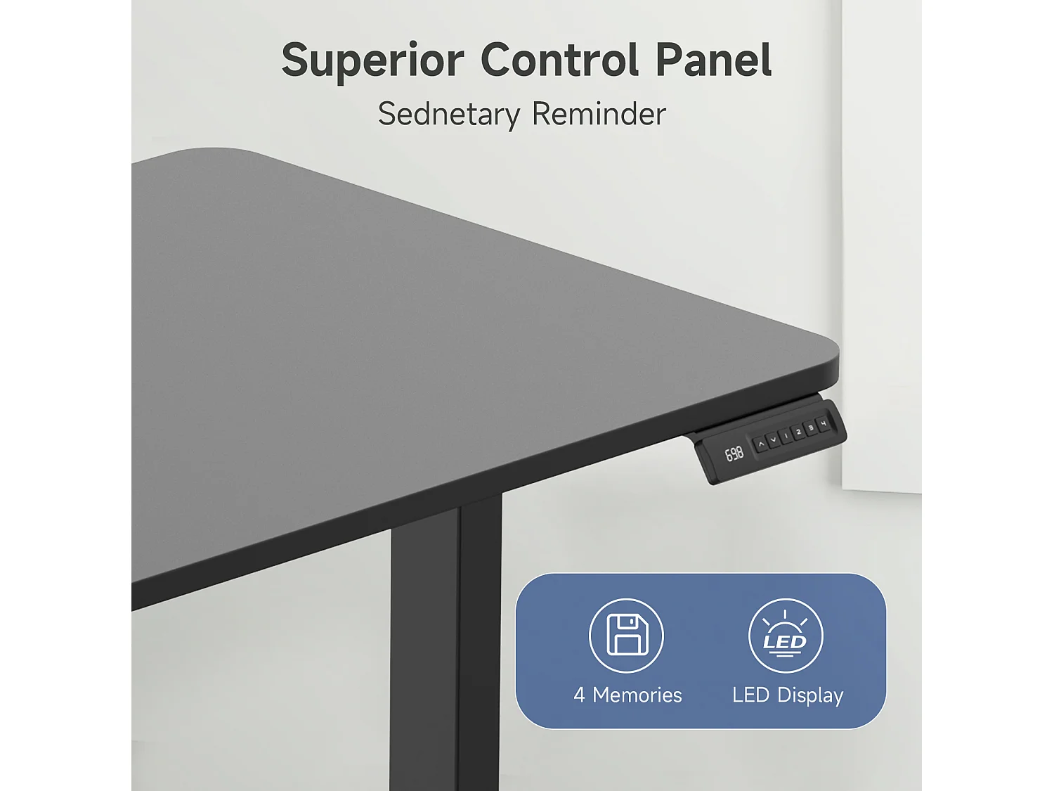 Mesa de pé ajustável em altura para escritório em casa, motores duplos, mesa de computador elétrica de pé de 58 x 180 cm com 4 preferências de memória