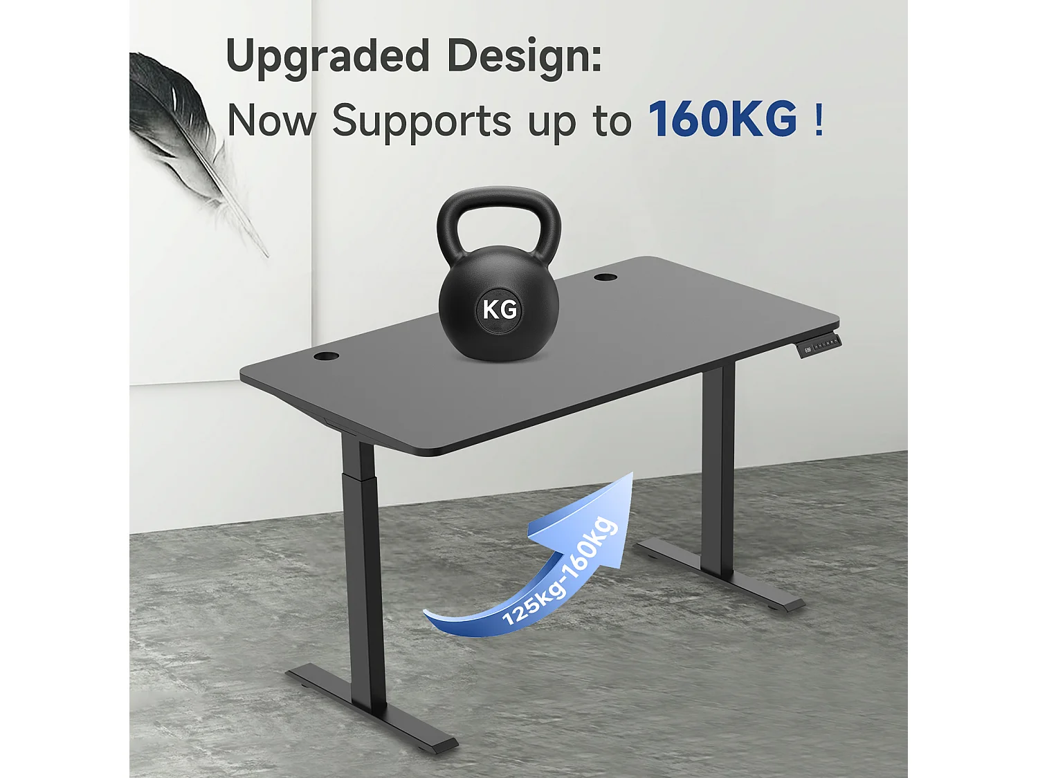 Mesa de pé ajustável em altura para escritório em casa, motores duplos, mesa de computador elétrica de pé de 58 x 180 cm com 4 preferências de memória