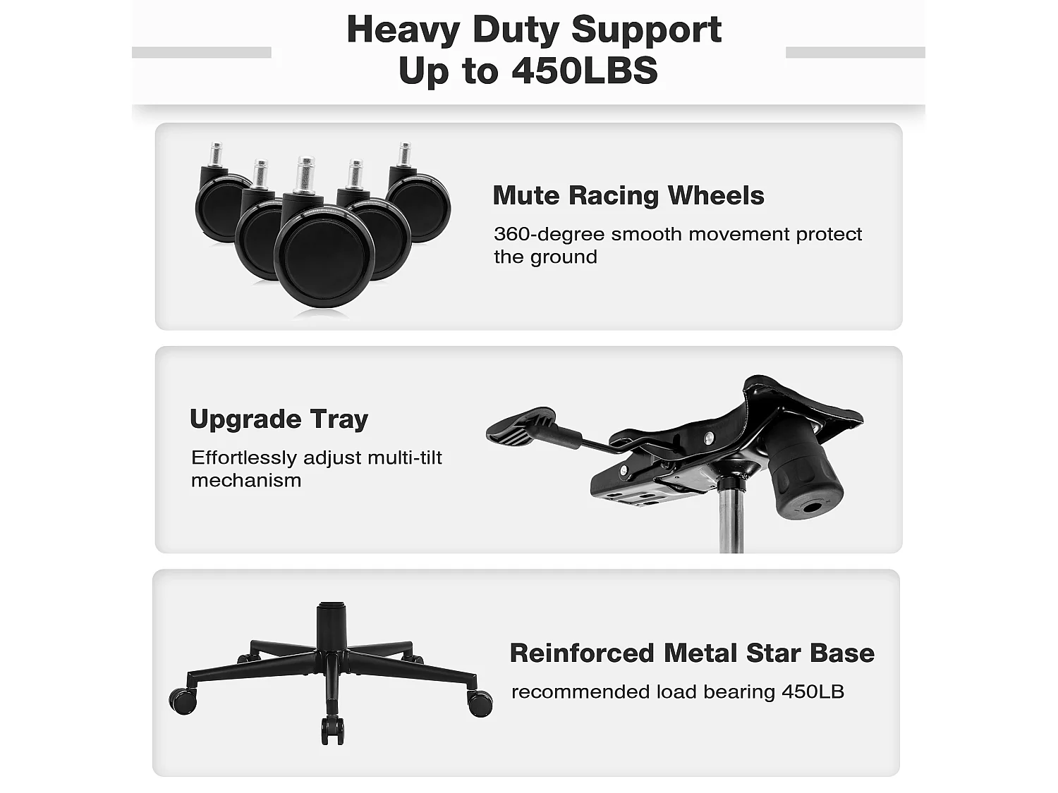 Bureaustoel Ergonomisch 200KG Bureaustoel, Hoge Rug Ergonomische Stoel Draaistoel heeft 2D Verstelbare Lendensteun, 105° Schommelende Computerstoel Mesh Stoel