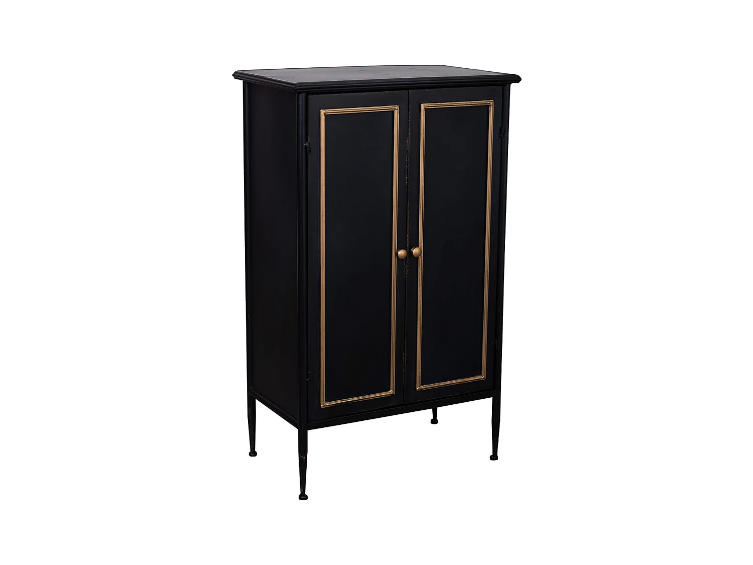 Schrank mit 2 Türen in gealtertem Schwarz 61x35x100