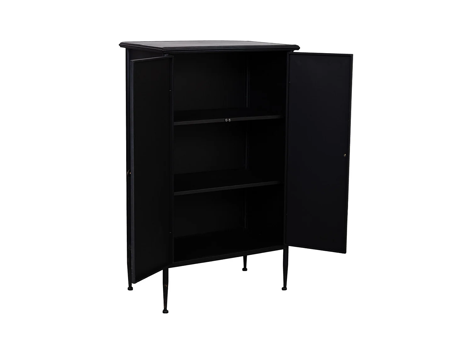 Schrank mit 2 Türen in gealtertem Schwarz 61x35x100