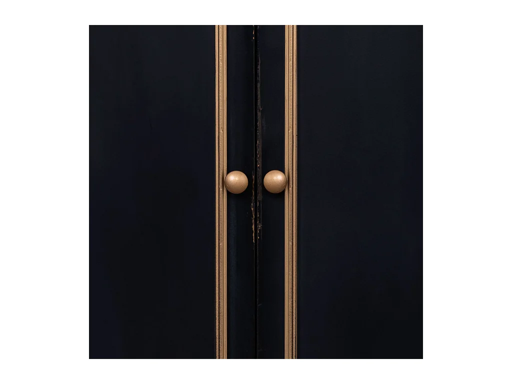 Schrank mit 2 Türen in gealtertem Schwarz 61x35x100