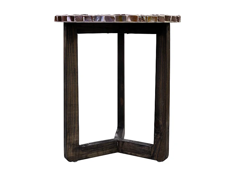 Mesa de apoio de madeira e castanho capiz d40x45h cm