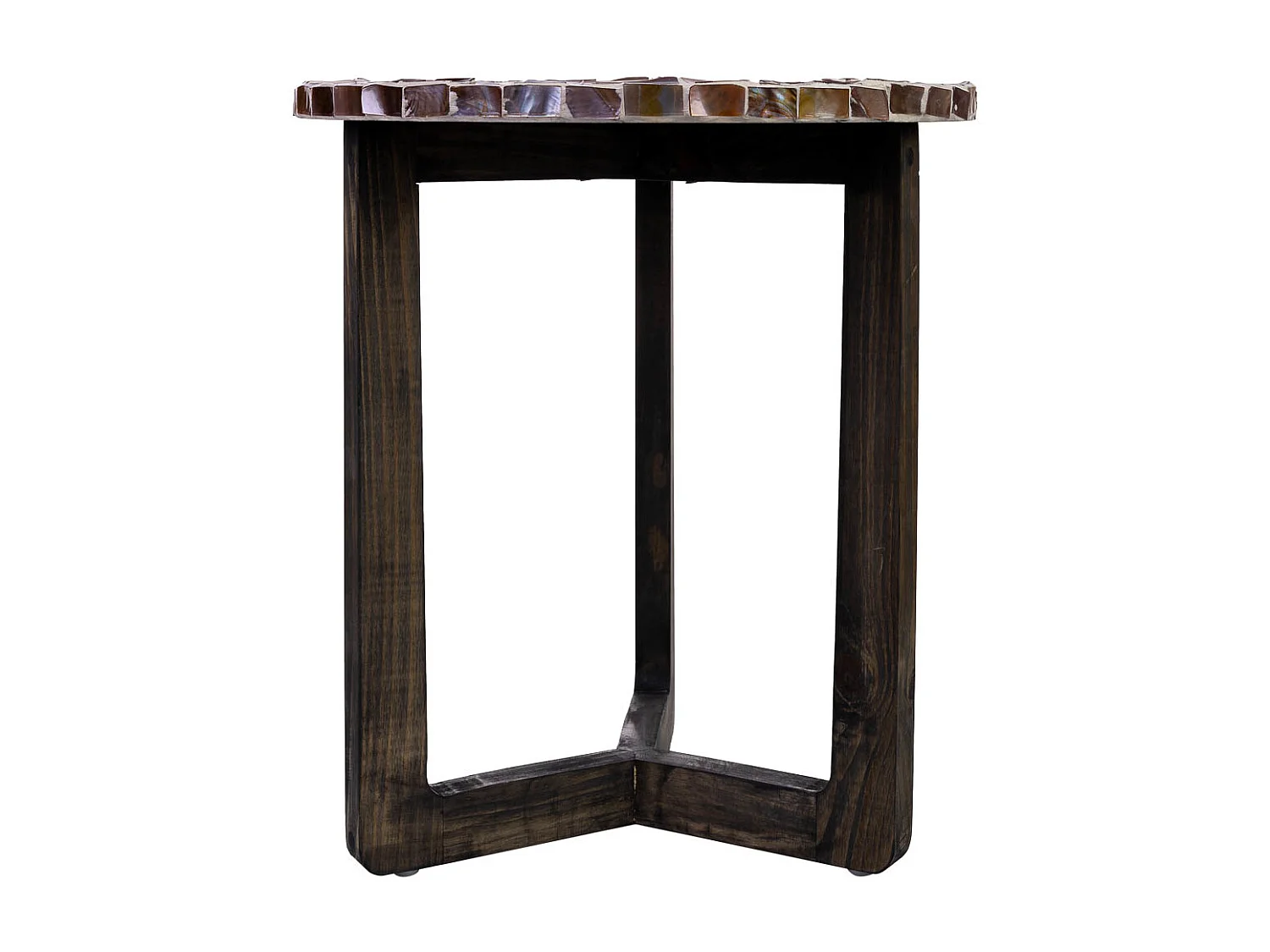 Table d'appoint en bois et capiz marron d40x45h cm