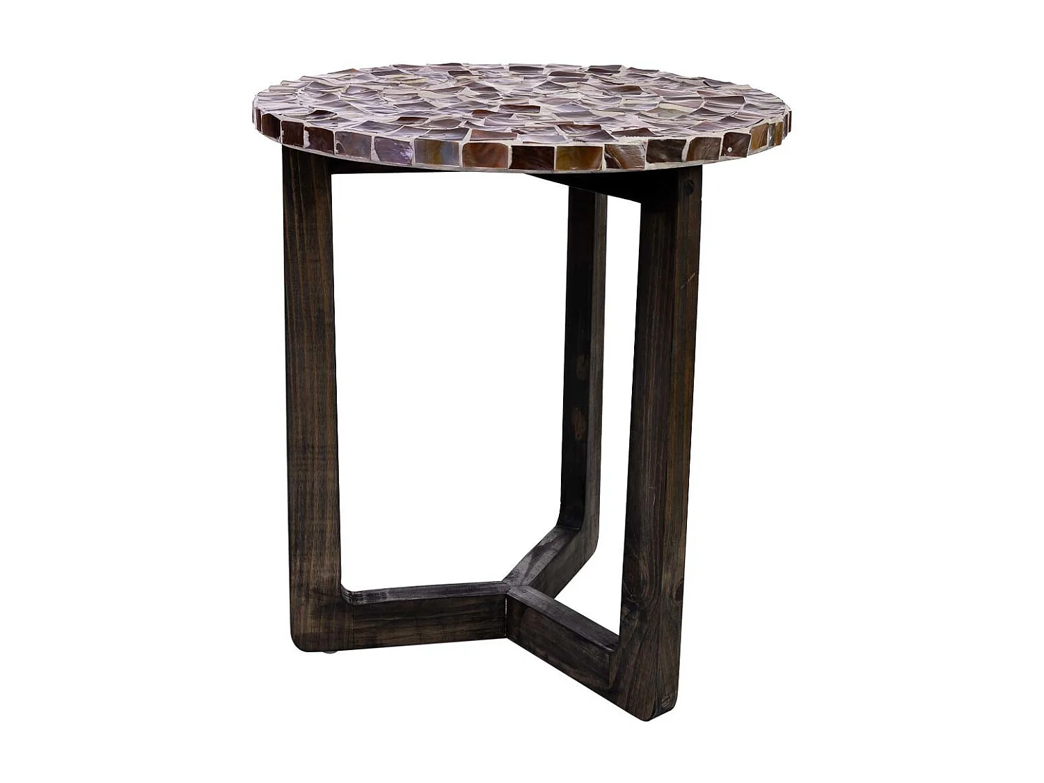 Table d'appoint en bois et capiz marron d40x45h cm