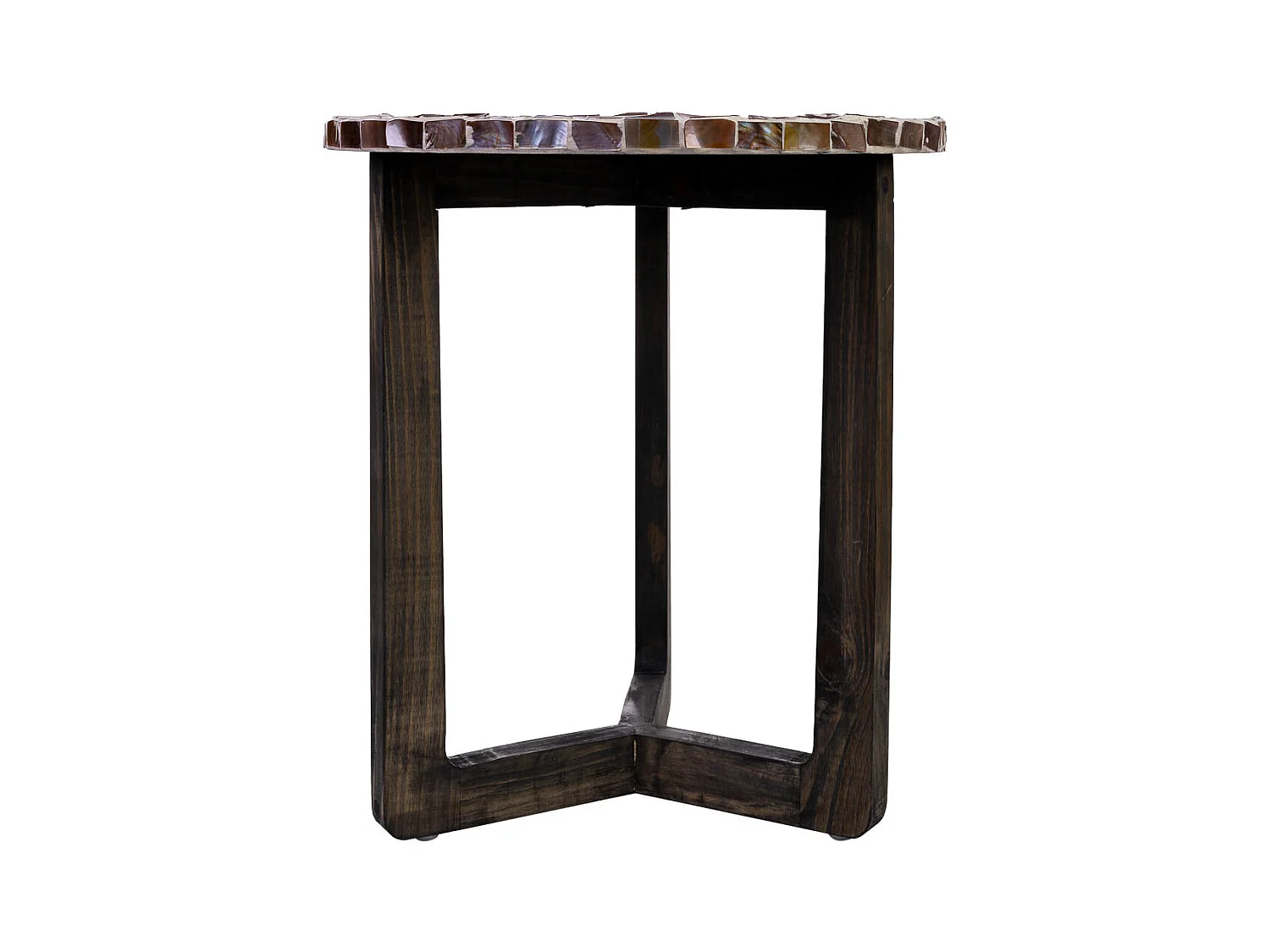 Tavolino in legno e capiz marrone d40x45h cm
