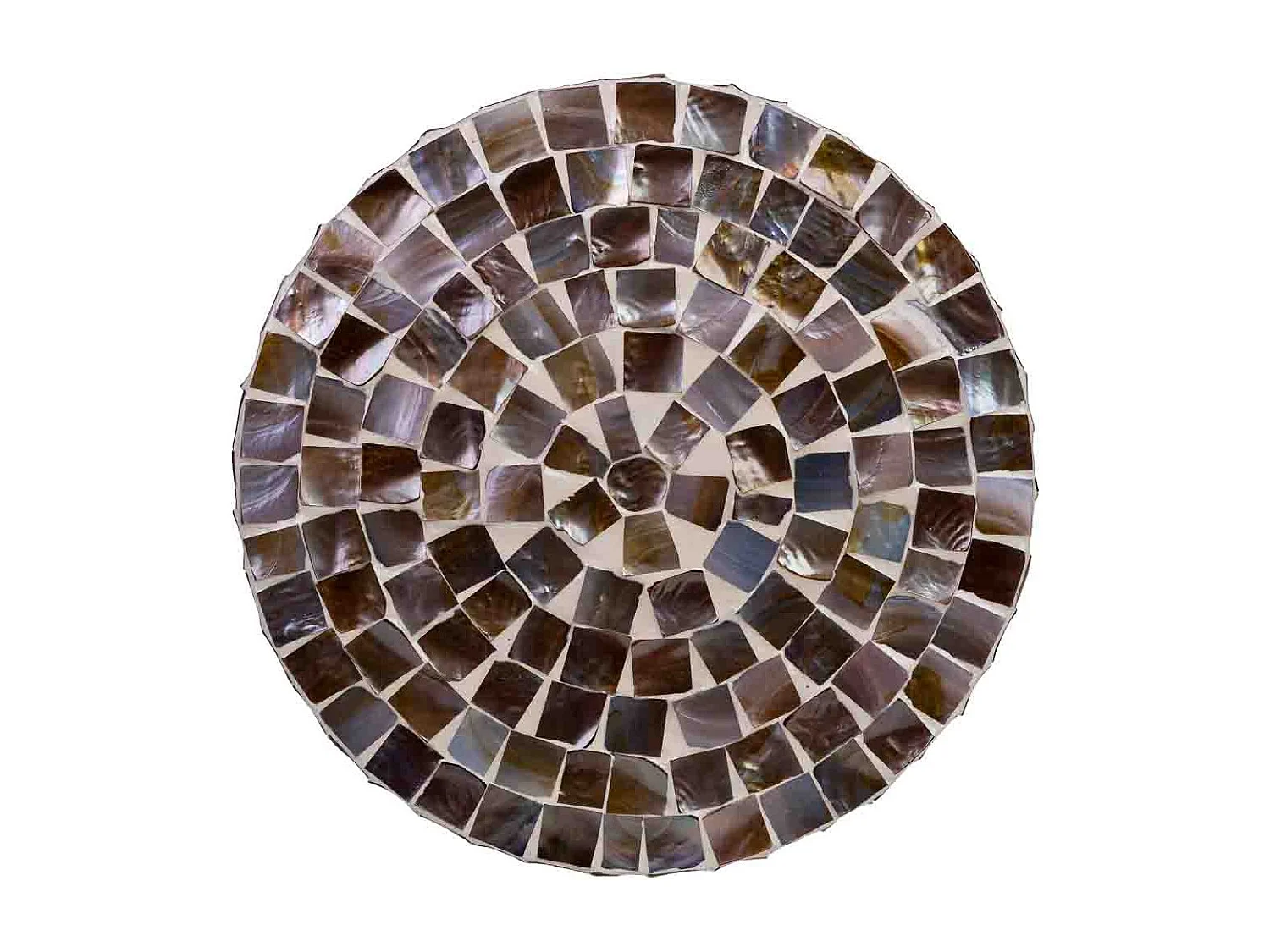 Beistelltisch aus braunem Capiz und Holz, 40x45 cm