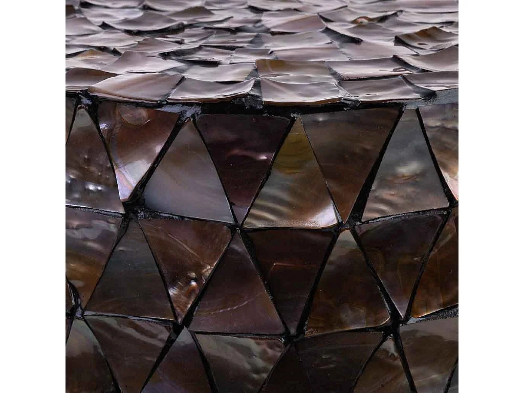 Tavolino in legno e madreperla marrone D40x51/7