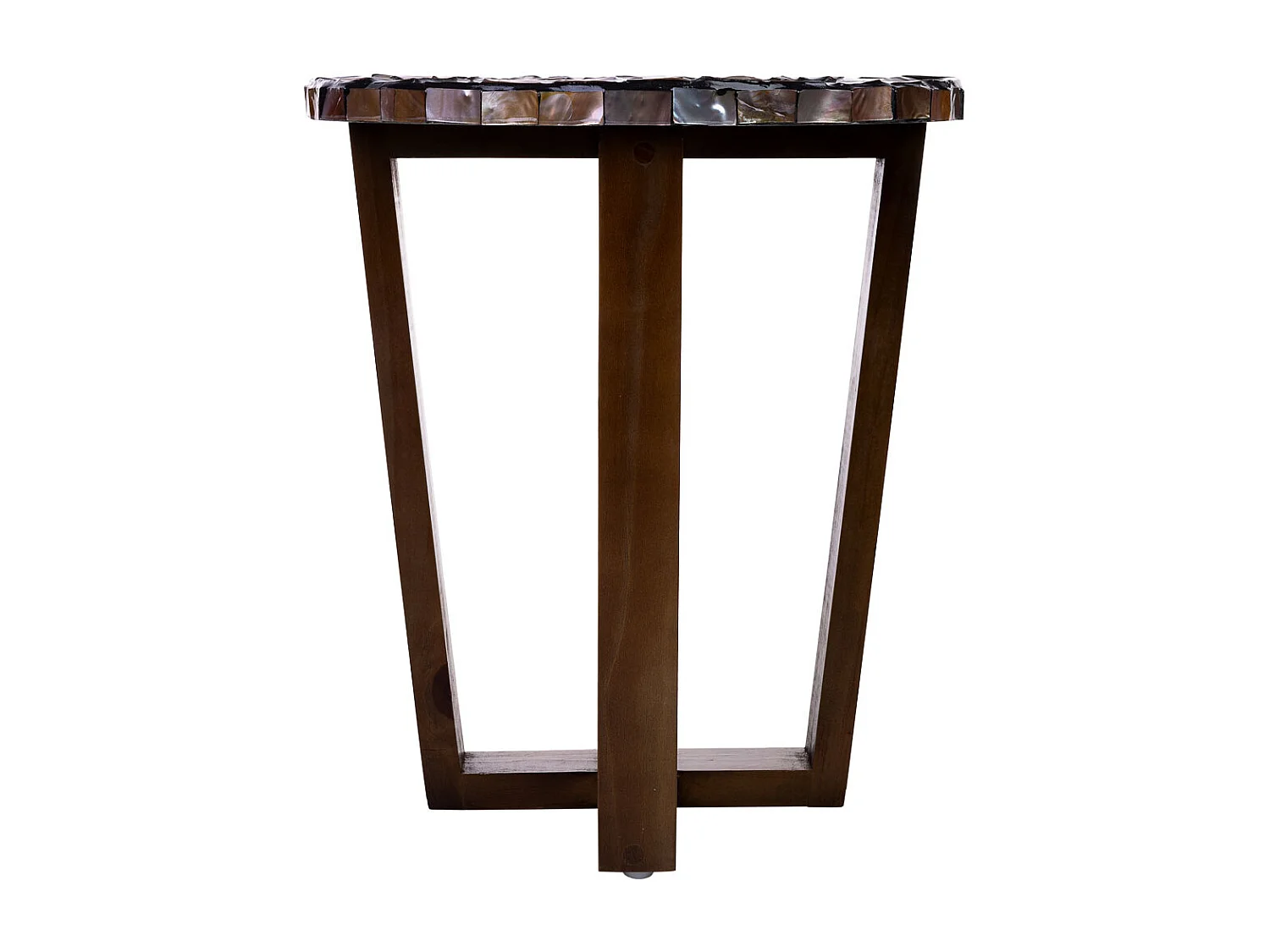 Table d'appoint en bois et nacre marron d36x40h cm