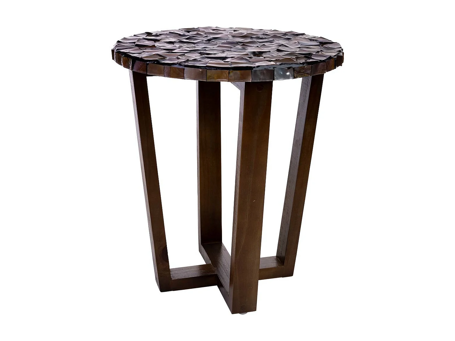 Table d'appoint en bois et nacre marron d36x40h cm