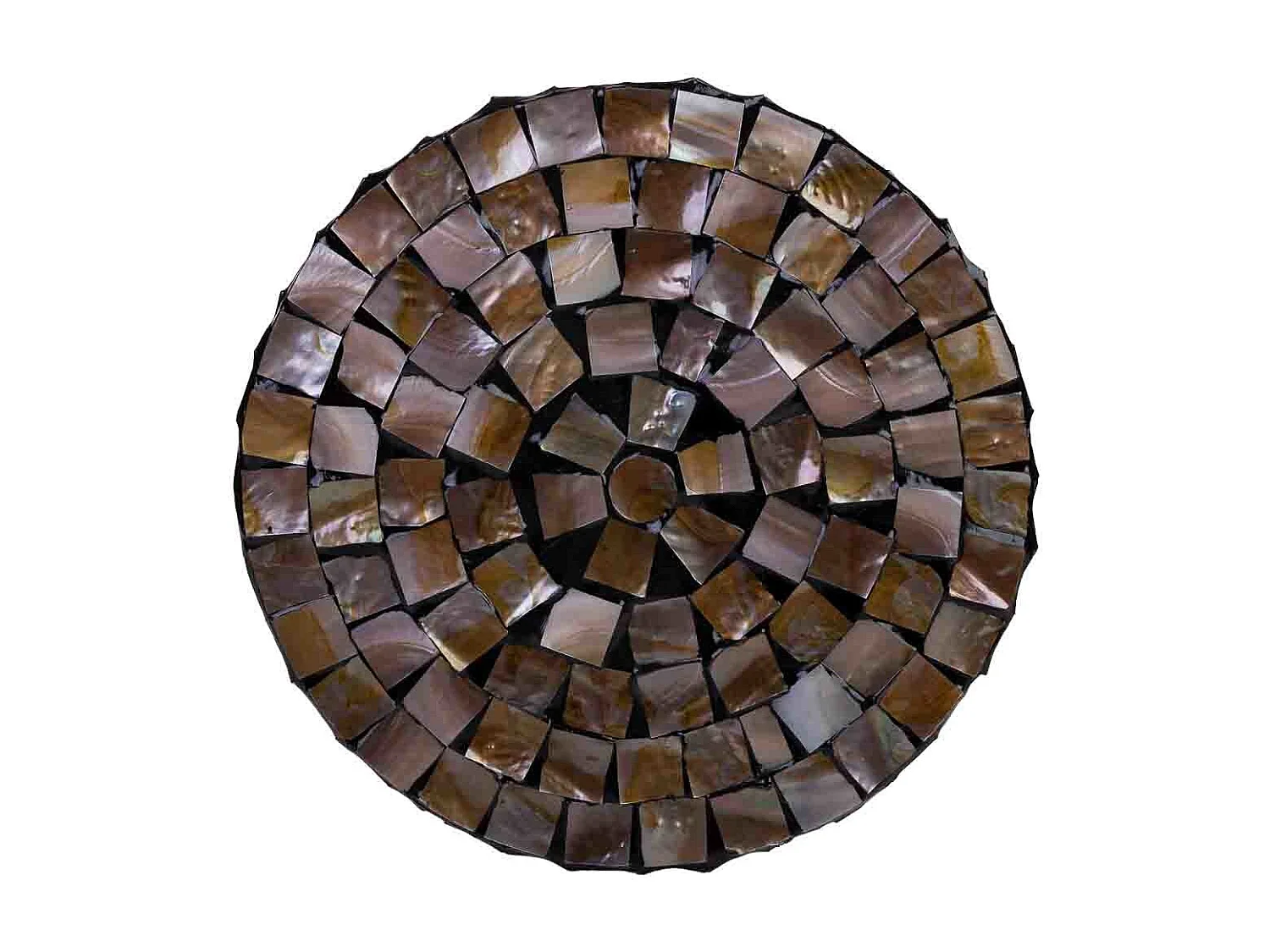 Table d'appoint en bois et nacre marron d36x40h cm