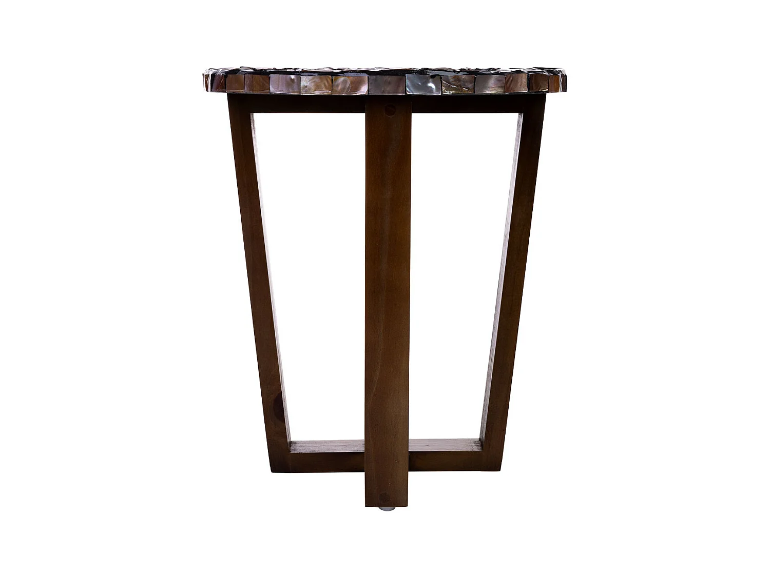 Tavolino in legno e madreperla marrone d36x40h cm