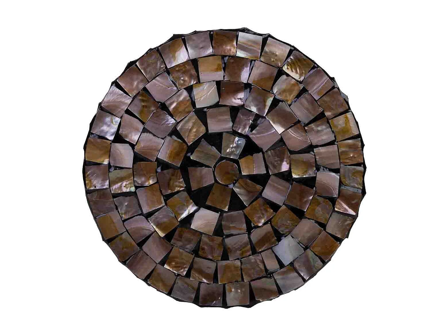 Mesa de apoio em madeira e madrepérola castanha d36x40h cm