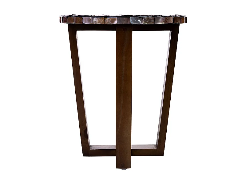 Tavolino in legno e madreperla marrone d36x40h cm