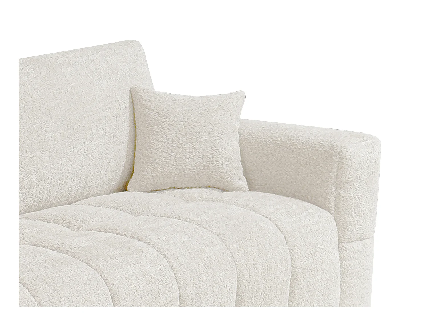 Canapé 3 places convertible express en tissu bouclette beige - Couchage 140 cm - Matelas 13 cm ISSORO