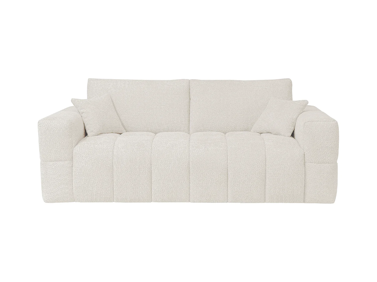 Sofá de 3 lugares convertível abertura rápida em tecido bouclé bege, cama 140 cm e colchão 16 cm - ISSORO