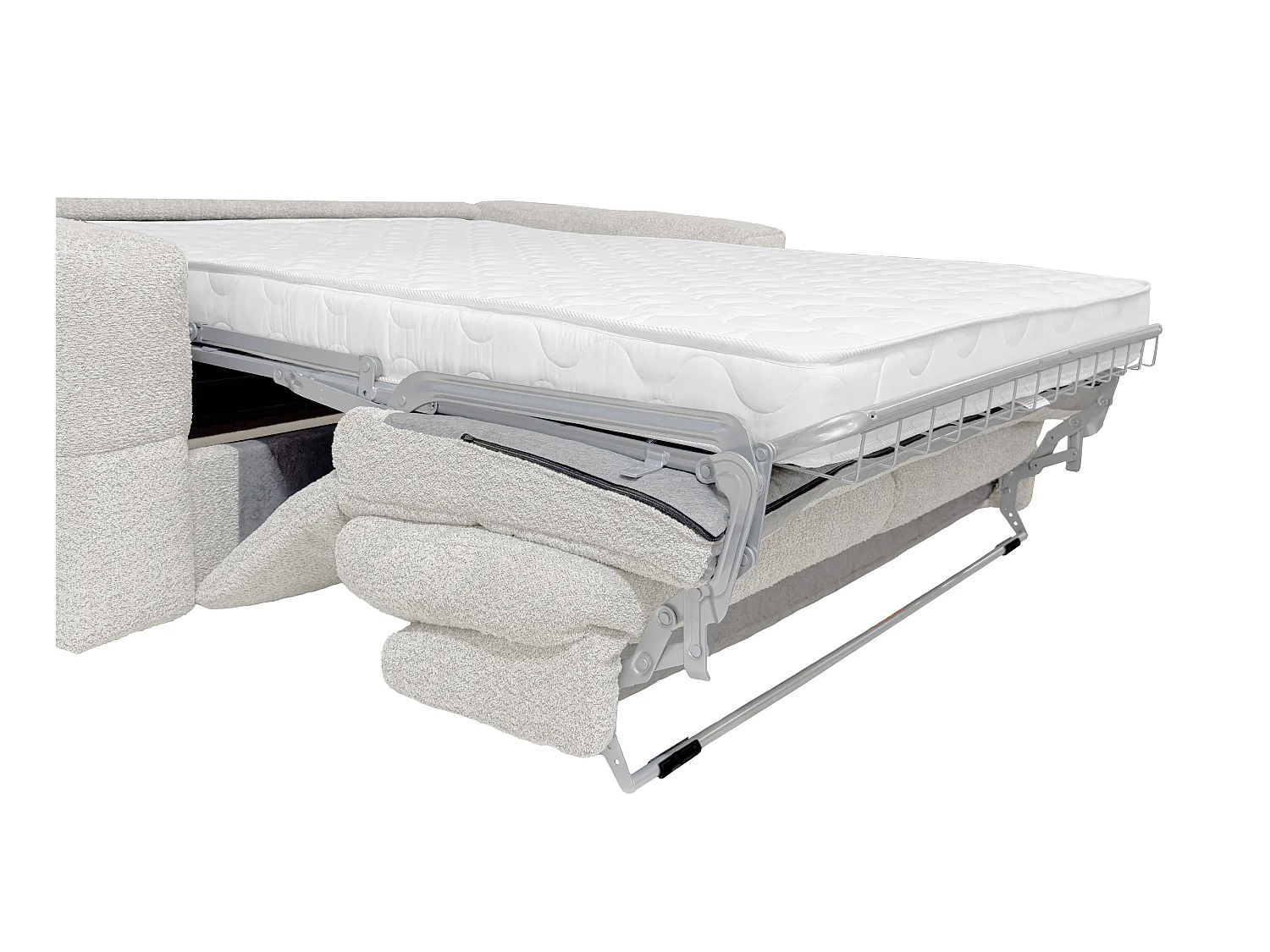 Sofá cama de 4 plazas de tela rizada beige - Cama de 160 cm - Colchón de 16 cm ISSORO
