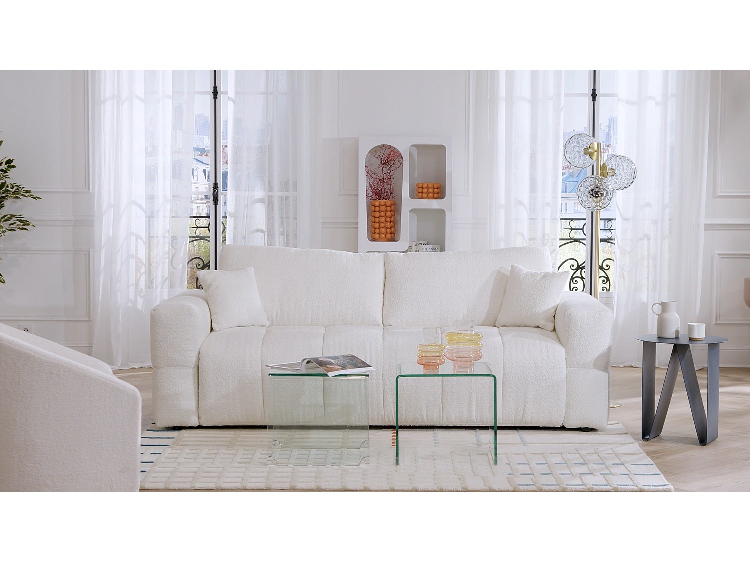 4-seters sovesofa i tuftestoff beige 160 cm soveplass 16 cm madrass ISSORO