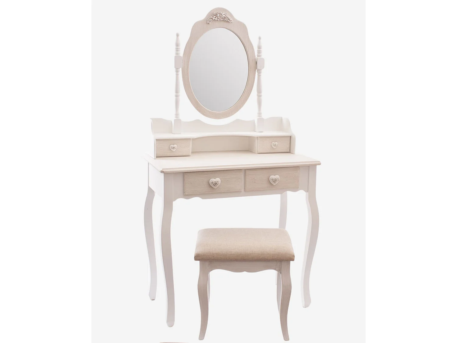 Toeletta con specchio e pouf