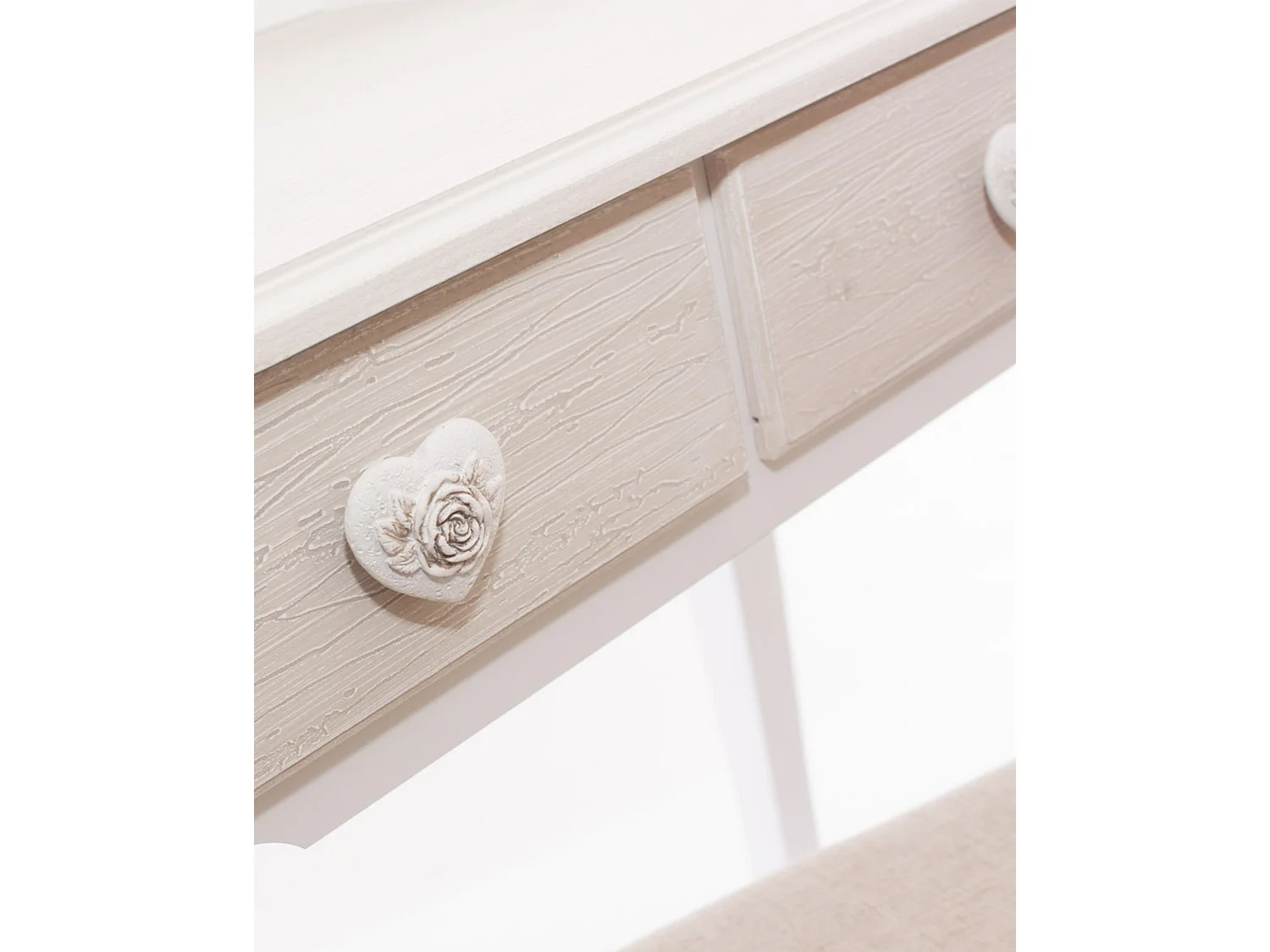 Toeletta con specchio e pouf