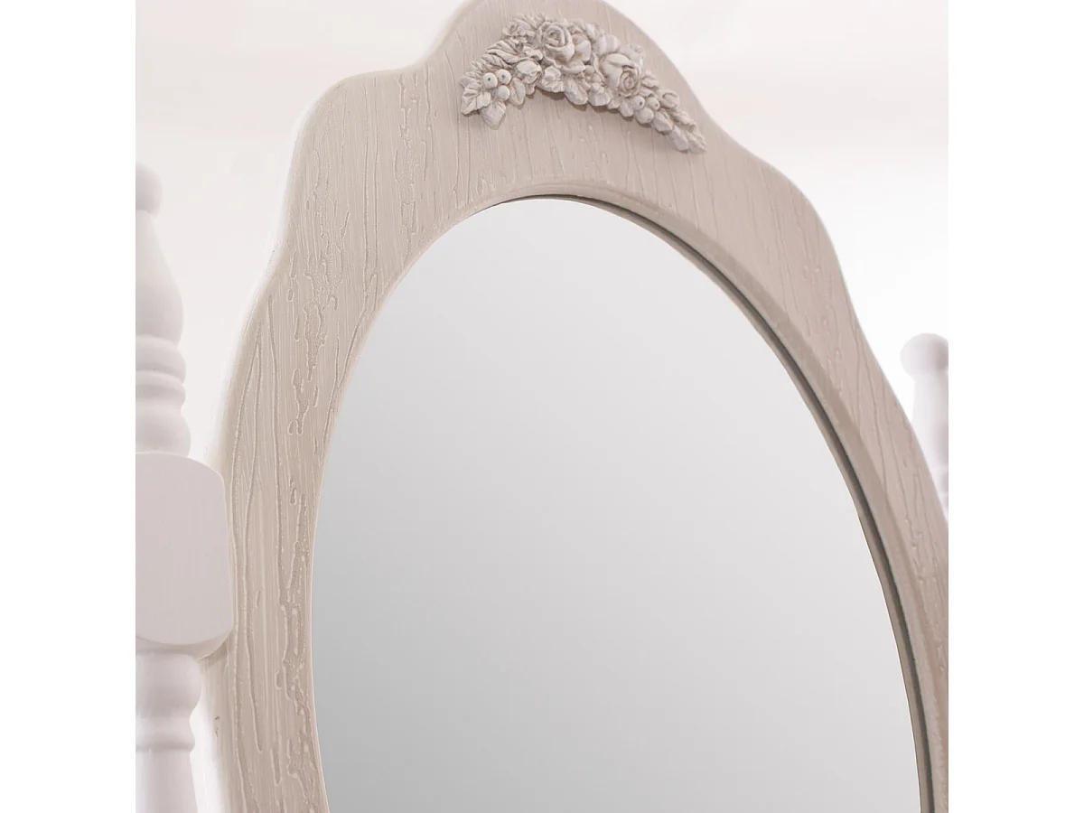 Toeletta con specchio e pouf