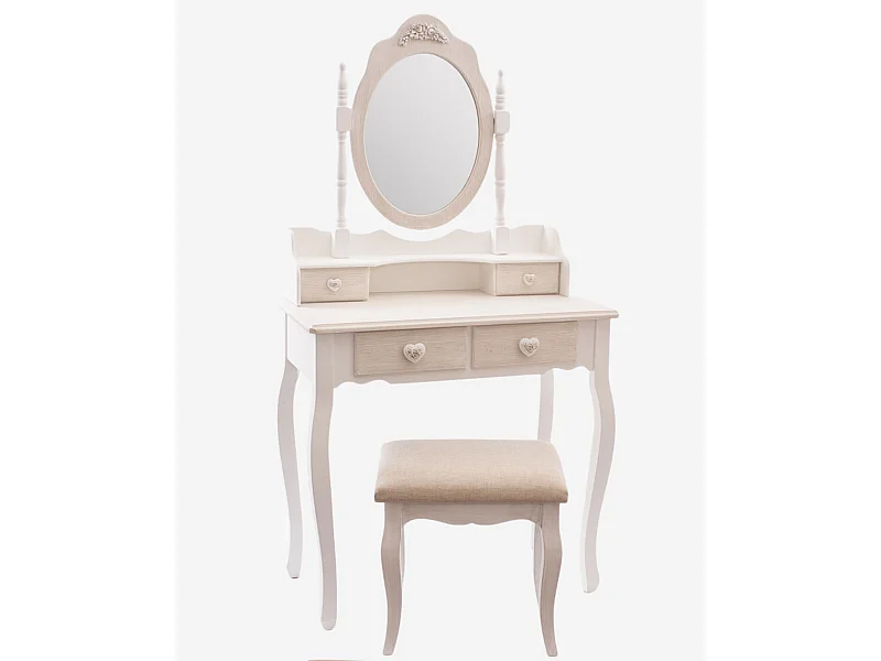 Toeletta con specchio e pouf