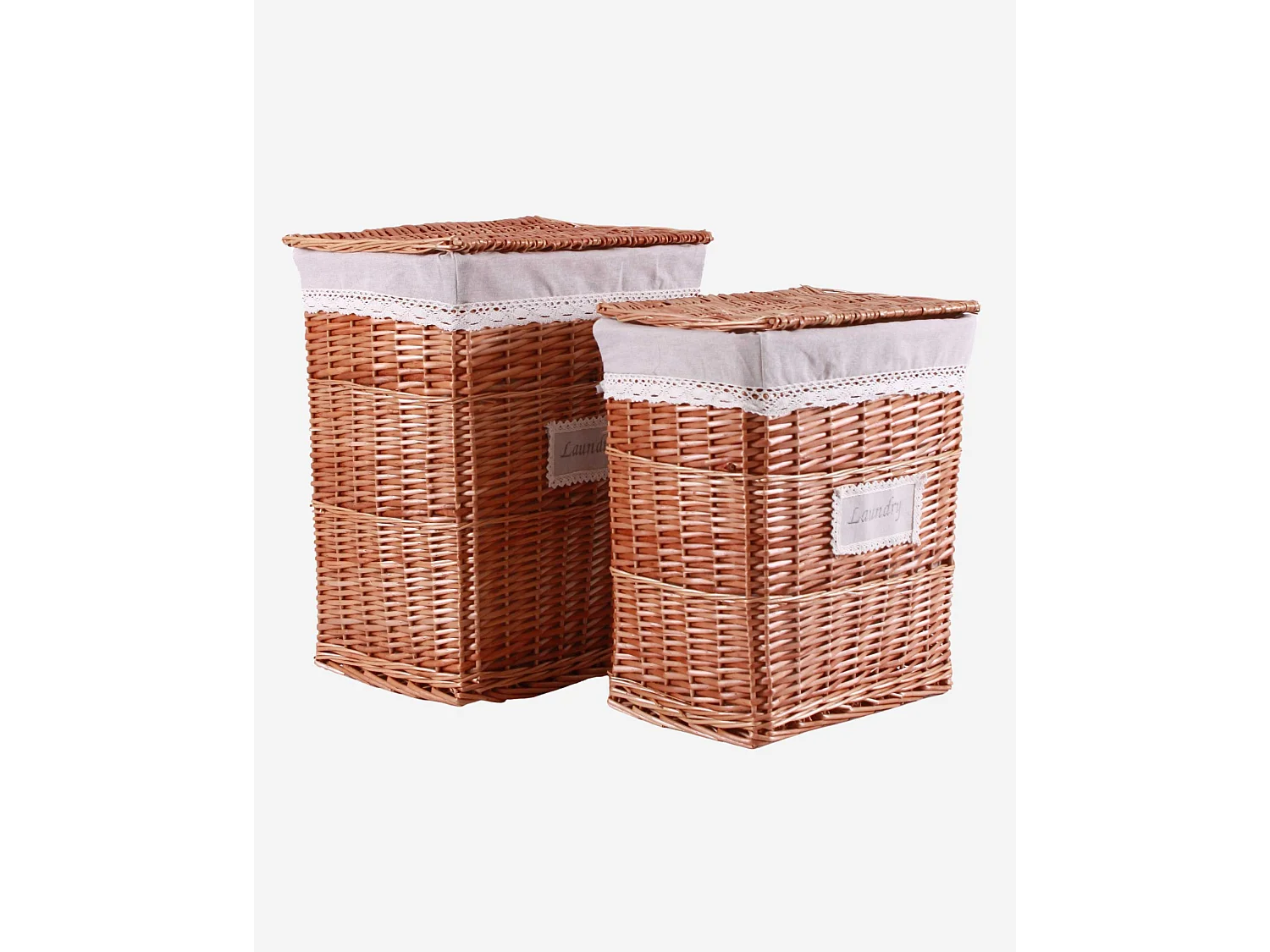 Set di 2 portabiancheria in vimini bollino "Laundry"