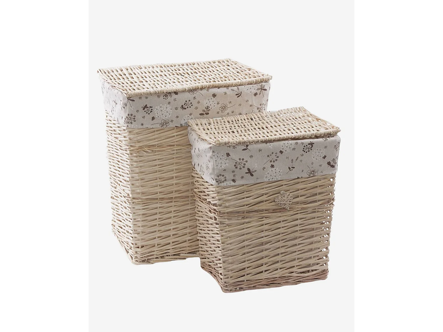 Set di 2 ceste portabiancheria in vimini