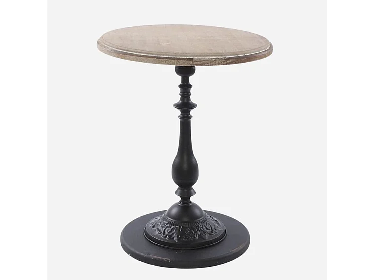 Tavolino in abete e metallo nero