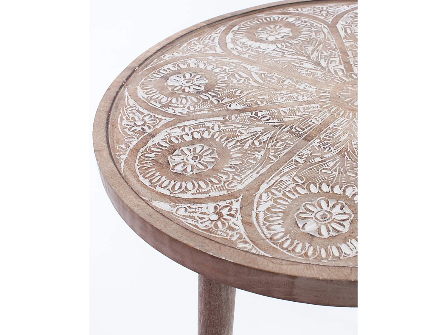 Tavolo da caffè in mango sbiancato Ø45H55