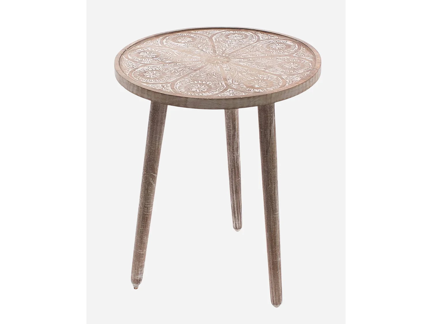 Tavolo da caffè in mango sbiancato Ø45H55