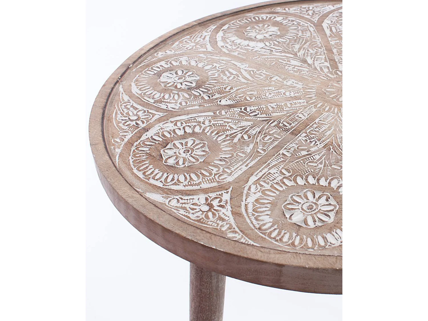 Tavolo da caffè in mango sbiancato Ø45H55