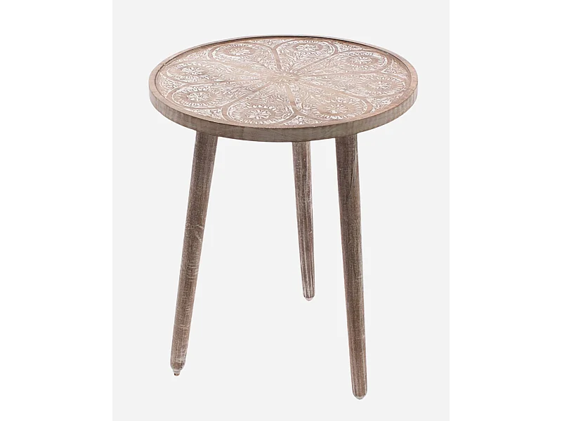 Tavolo da caffè in mango sbiancato Ø45H55