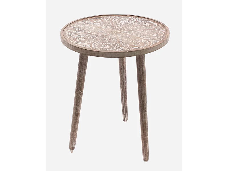 Tavolo da caffè in mango sbiancato Ø45H55