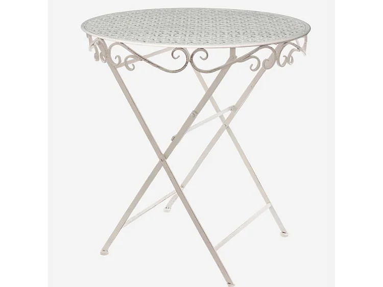 Tavolo pieghevole rotondo in ferro bianco