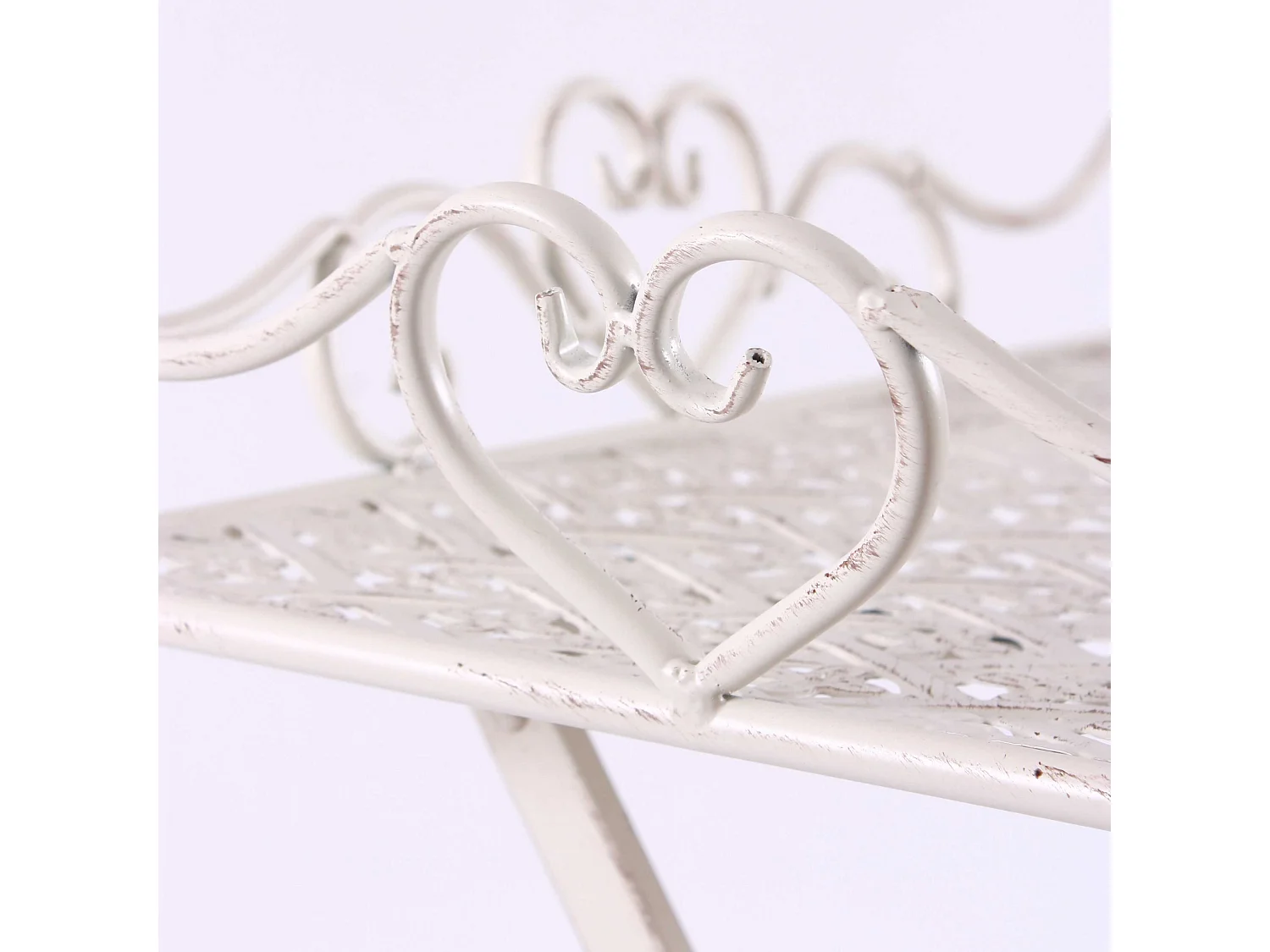 Tavolino-vassoio pieghevole rettangolare in ferro bianco