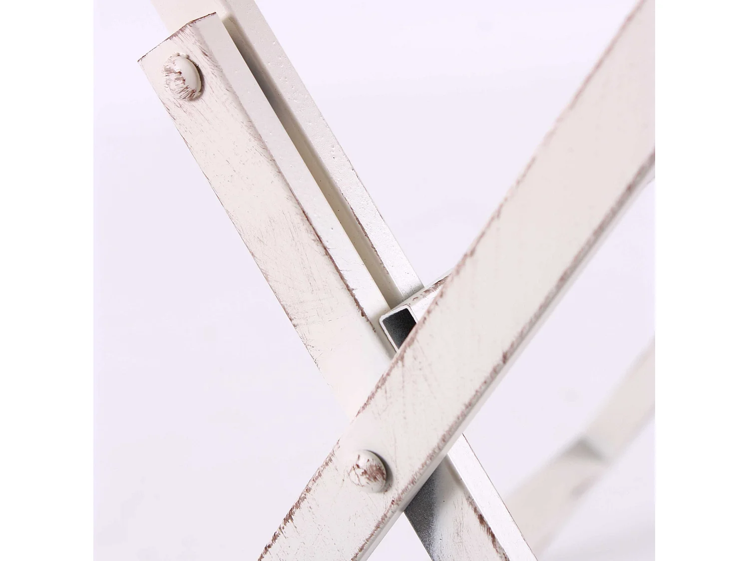 Tavolino-vassoio pieghevole rettangolare in ferro bianco