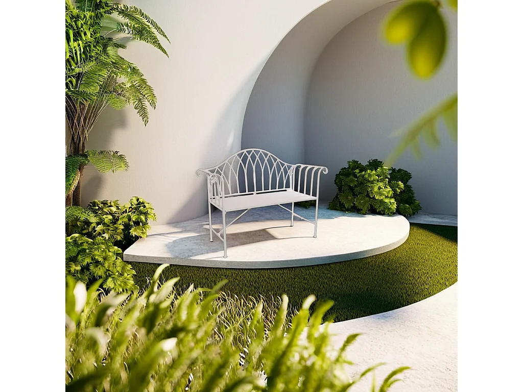 Panca in metallo avorio da giardino panca decorativa resistente per esterno e interno panca arredo casa smontabile