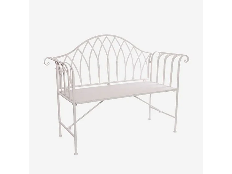 Panca in metallo avorio da giardino panca decorativa resistente per esterno e interno panca arredo casa smontabile