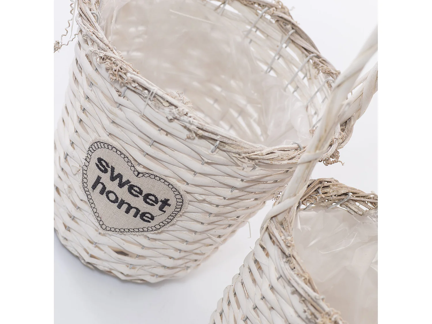 Set 2 cesti in vimini bianco