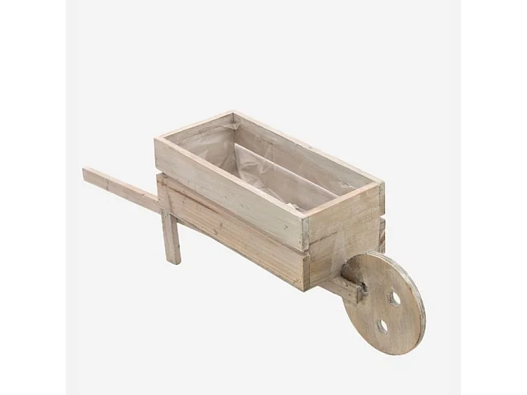 Portavaso Carriola in Legno Naturale Fioriera Decorativa da Interno ed Esterno